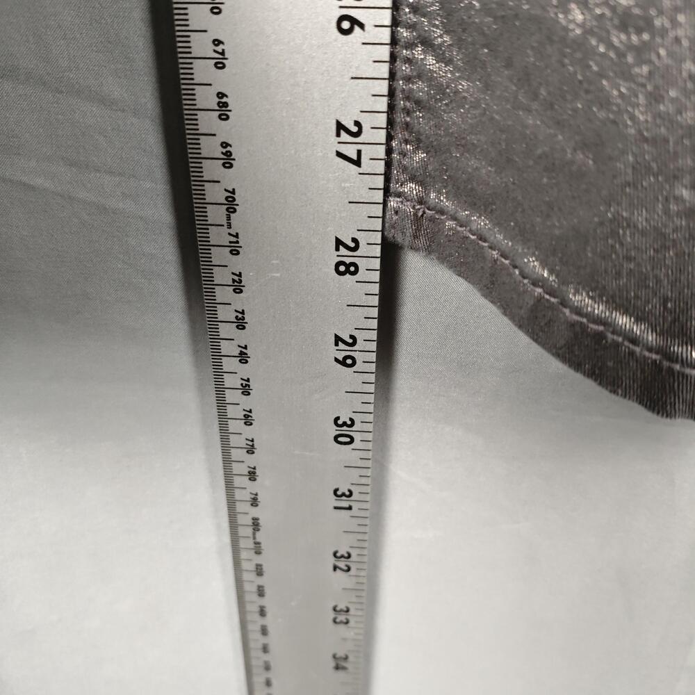 White House Black Market Pants Womens 14 Silver The Skinny Ankle Metallic Coated - Picture 7 of 16